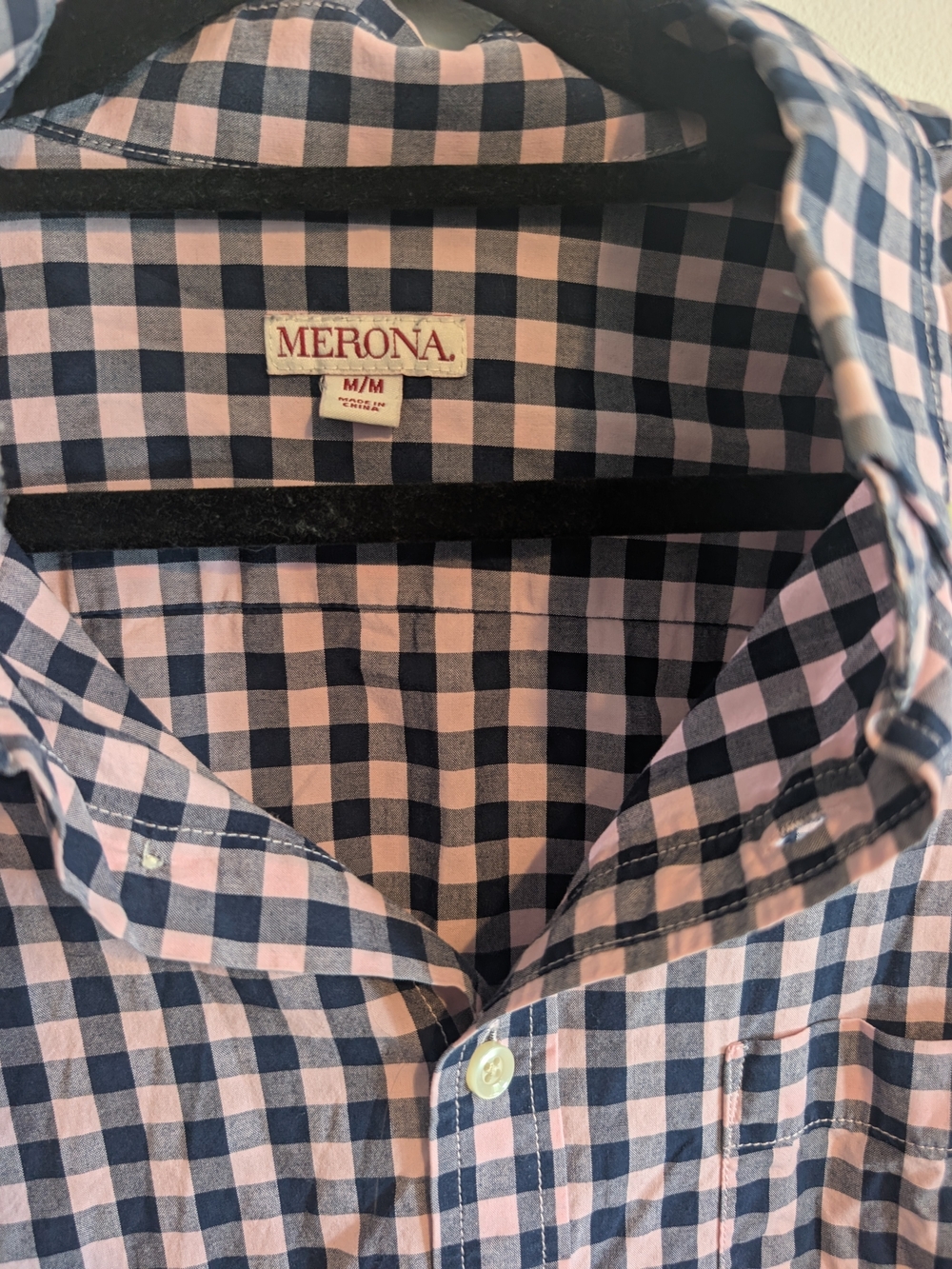 Merona Pink and Navy Gingham Button-Down Shirt - Men